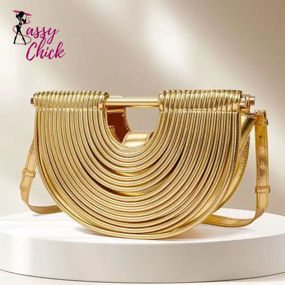 Luxury Gold woven Noodle Leather Bags Sassy Chick Logo