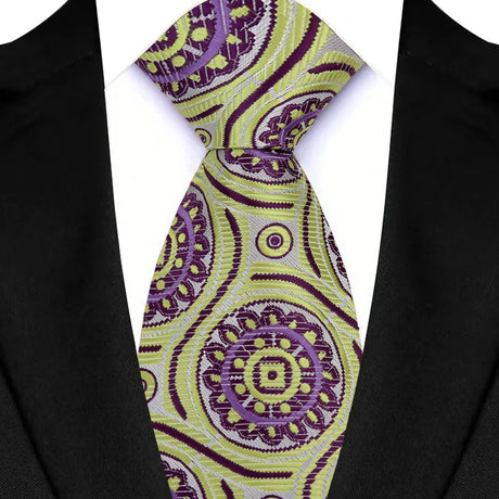 Luxury Green Purple Color Floral Paisley Men's Ties