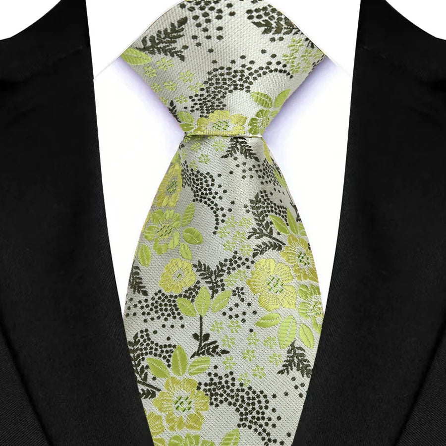 Luxury Green Color Floral Paisley Men's Ties
