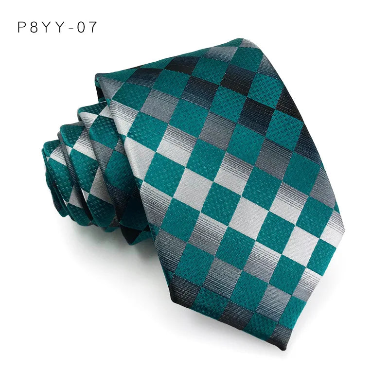 Luxury Green Striped Plaid Jacquard Woven Necktie