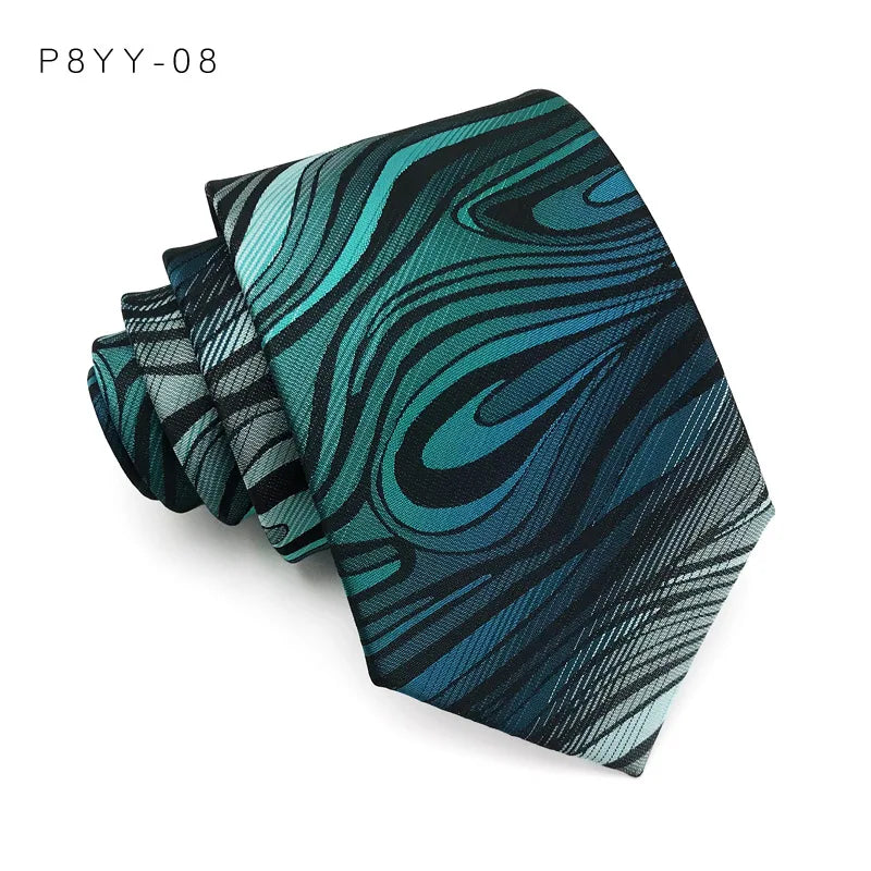 Luxury Green Striped Plaid Jacquard Woven Necktie