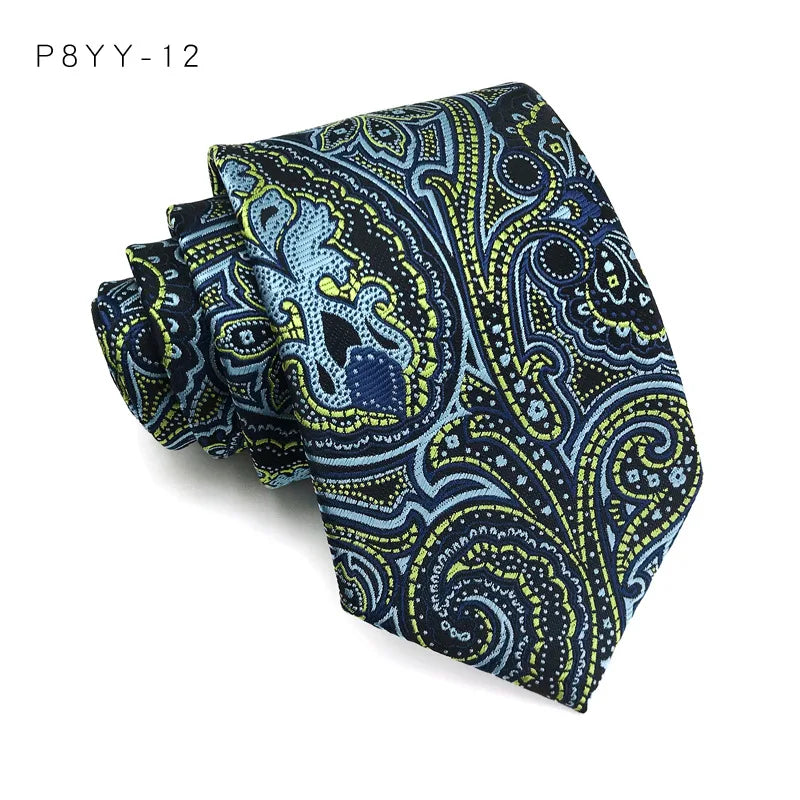 Luxury Green Striped Plaid Jacquard Woven Necktie