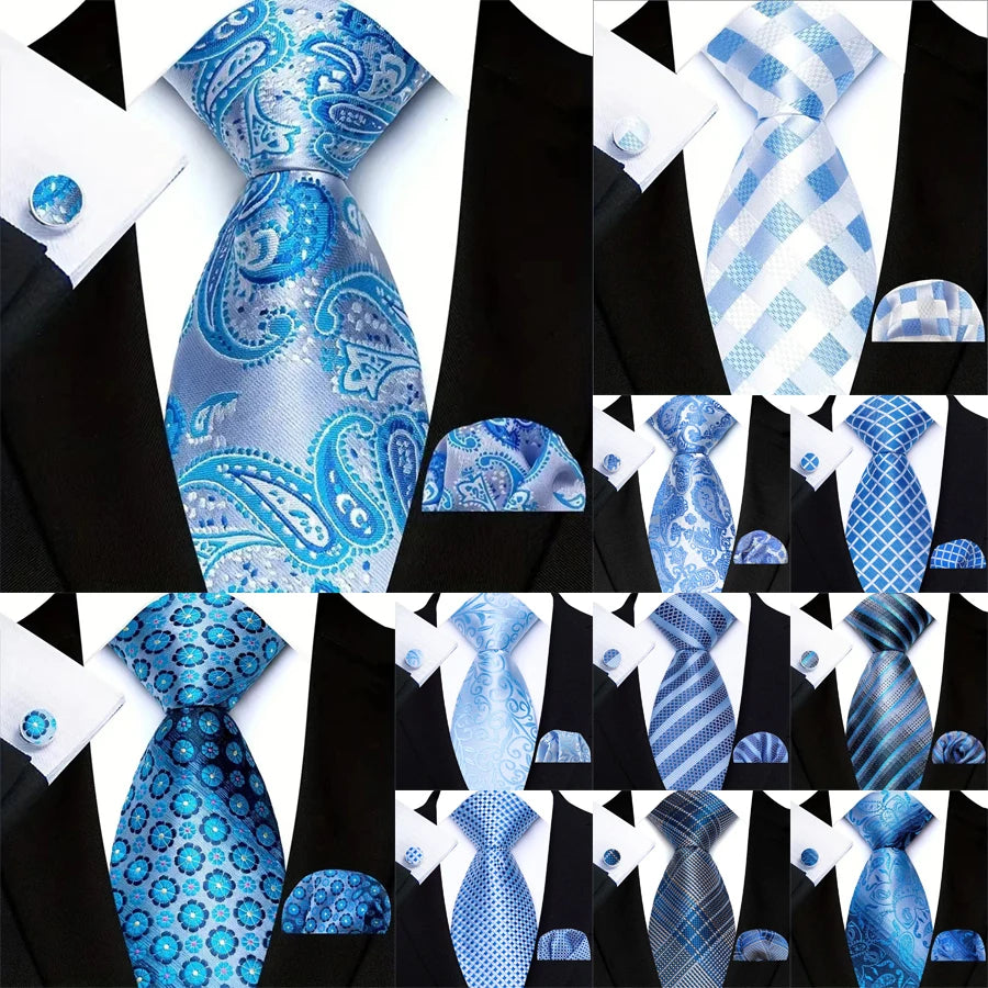 Collection of Luxury Hanky Cufflinks Set Jacquard 8cm Necktie