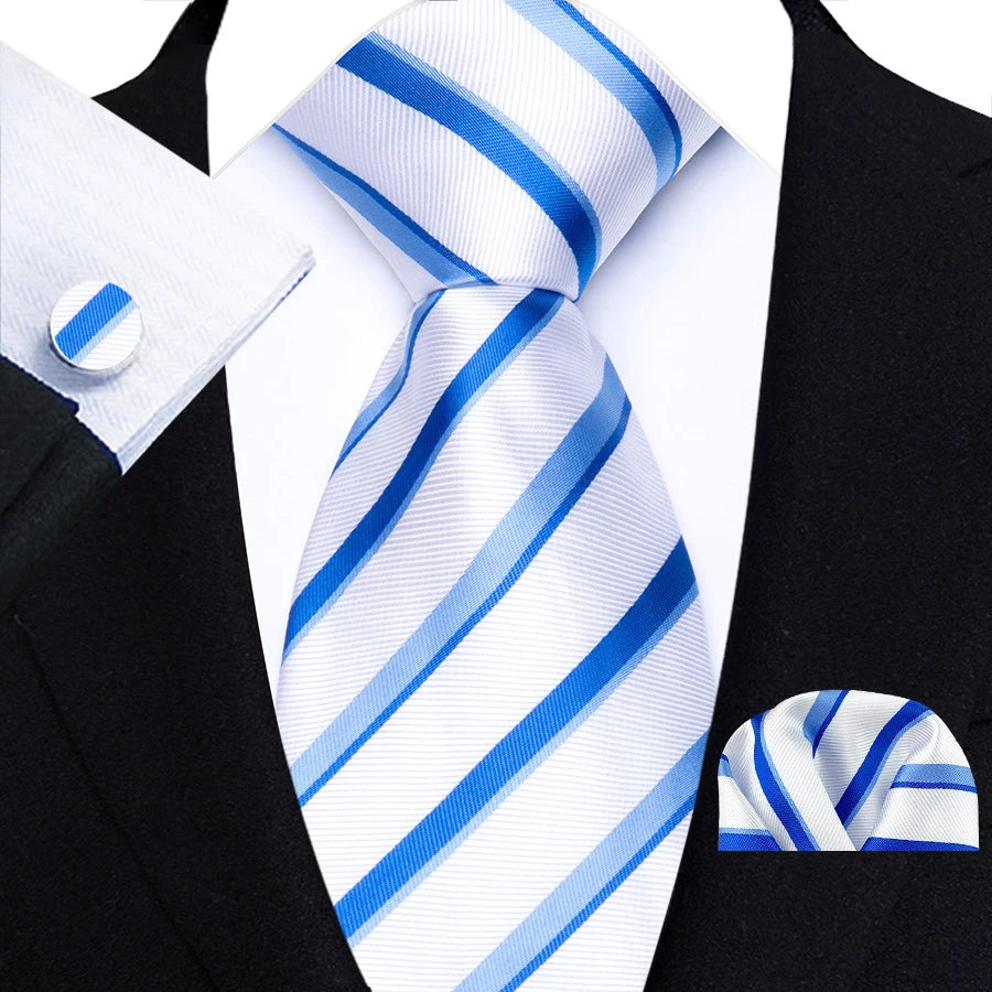 Luxury Hanky Cufflinks Set Jacquard 8cm Necktie