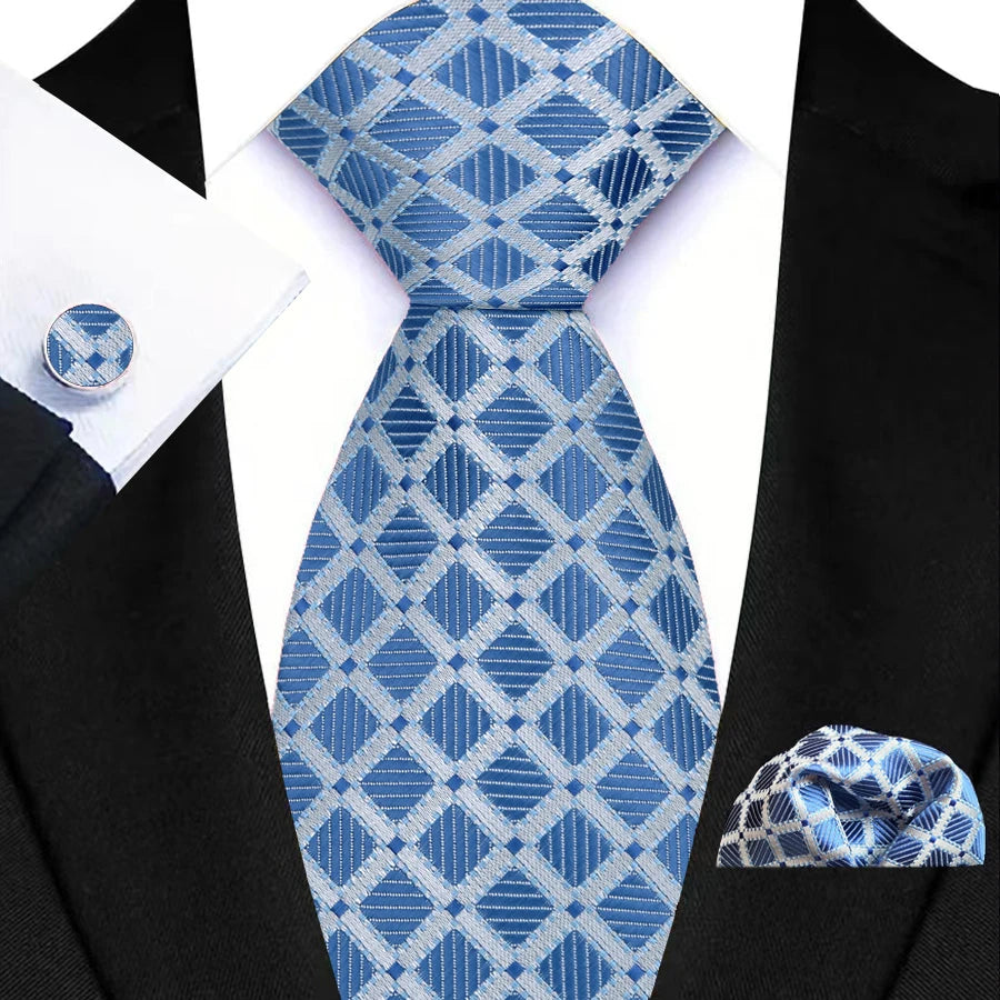 Luxury Hanky Cufflinks Set Jacquard 8cm Necktie