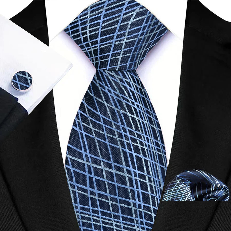 Luxury Hanky Cufflinks Set Jacquard 8cm Necktie