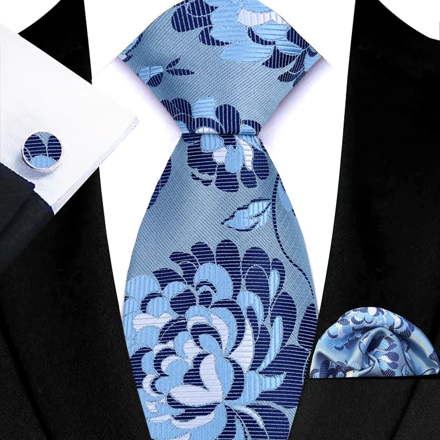 Luxury Hanky Cufflinks Set Jacquard 8cm Necktie