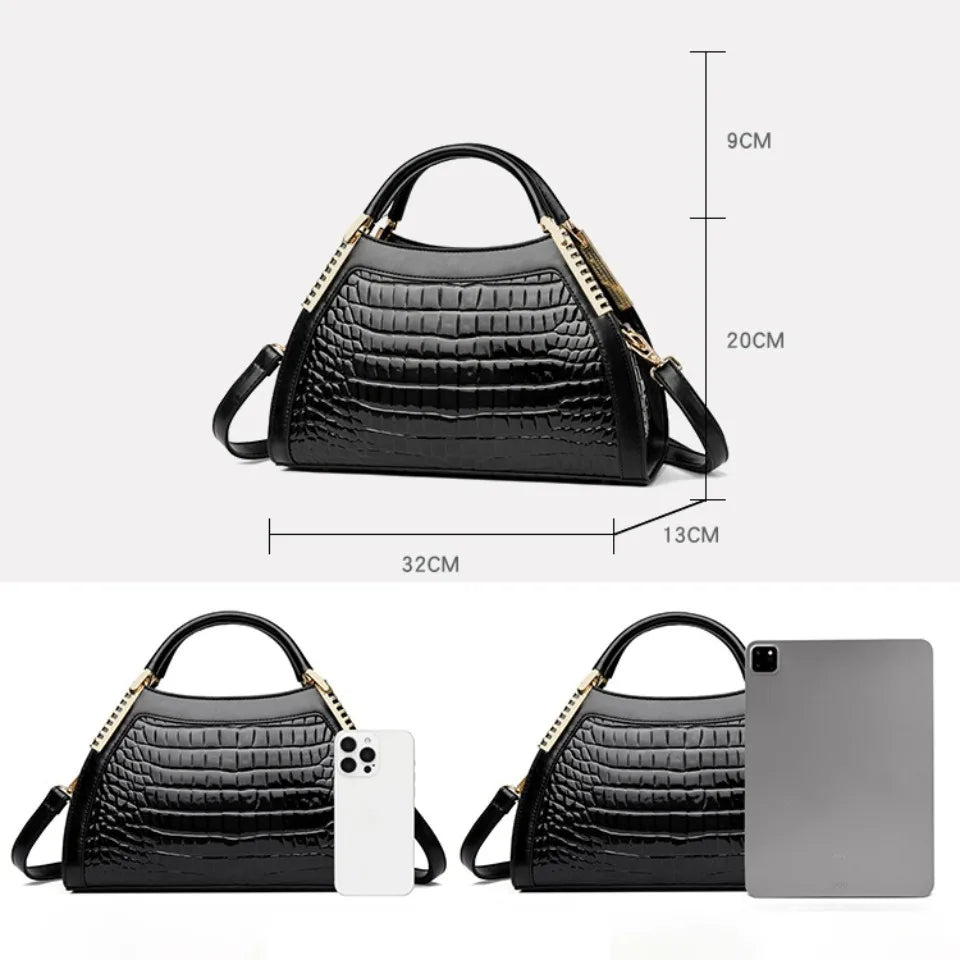 Size of Luxury Hobos Alligator Patent Leather Handbag