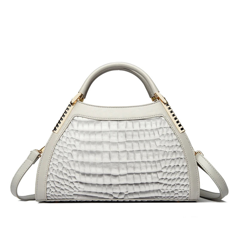 White Luxury Hobos Alligator Patent Leather Handbag