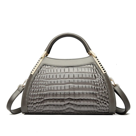Gray Luxury Hobos Alligator Patent Leather Handbag
