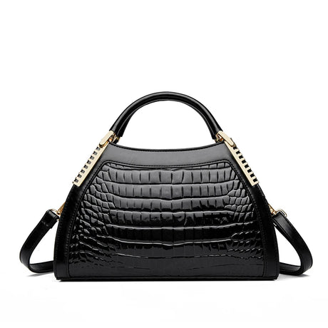 Black Luxury Hobos Alligator Patent Leather Handbag