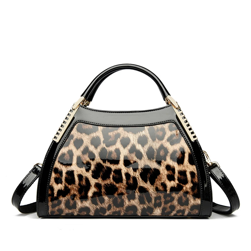 Leopard Luxury Hobos Alligator Patent Leather Handbag