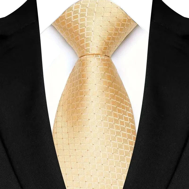 Yellow Luxury Jacquard Woven 8CM Business Wedding Necktie