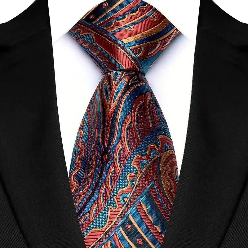 Brown Luxury Jacquard Woven 8CM Business Wedding Necktie