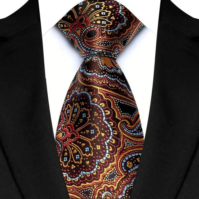 Brown Luxury Jacquard Woven 8CM Business Wedding Necktie