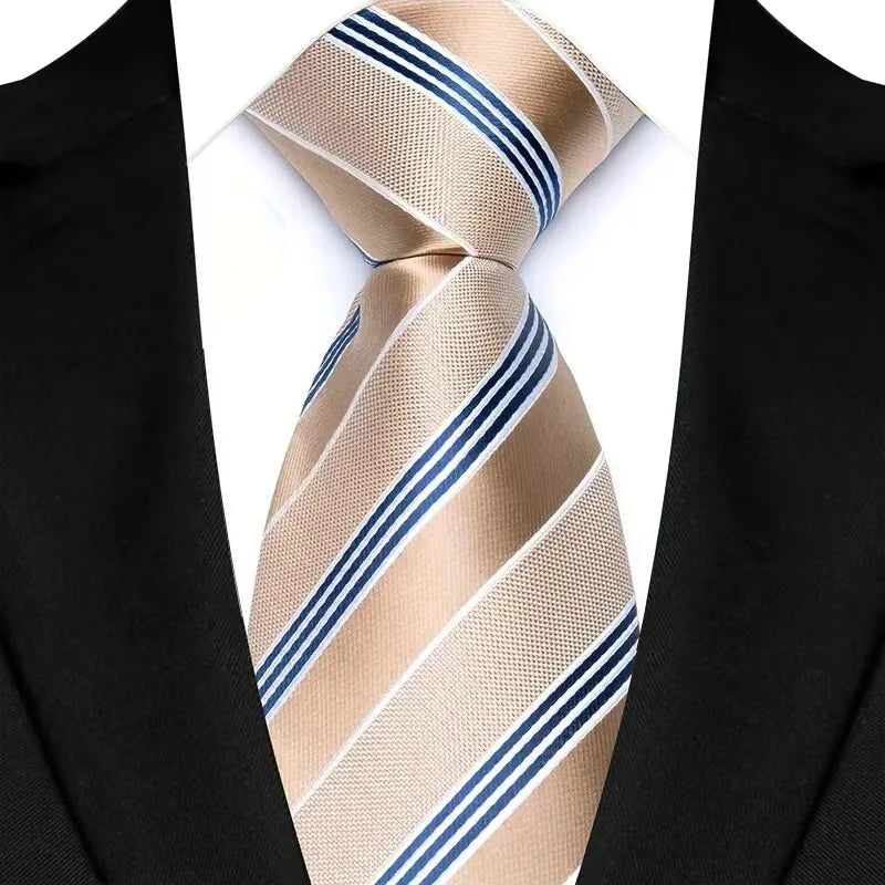 Brown Luxury Jacquard Woven 8CM Business Wedding Necktie