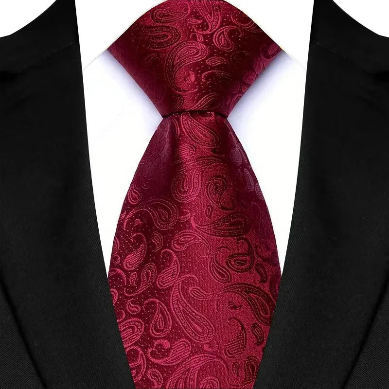 Red Luxury Jacquard Woven 8CM Business Wedding Necktie