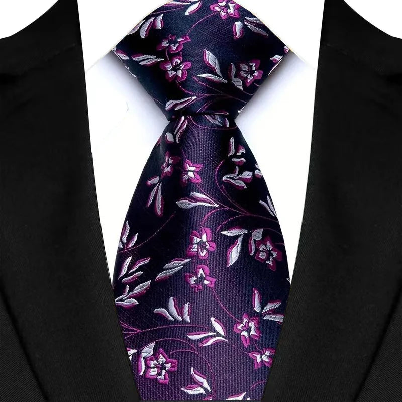 Purple Luxury Jacquard Woven 8CM Business Wedding Necktie