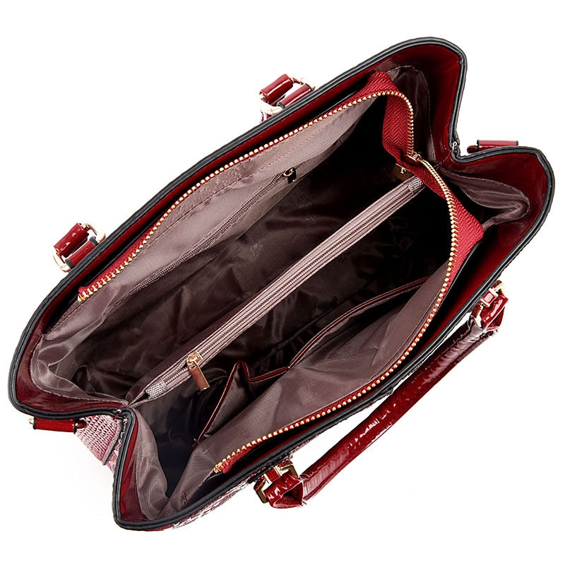 Compartment Luxury Leather Handbag inside