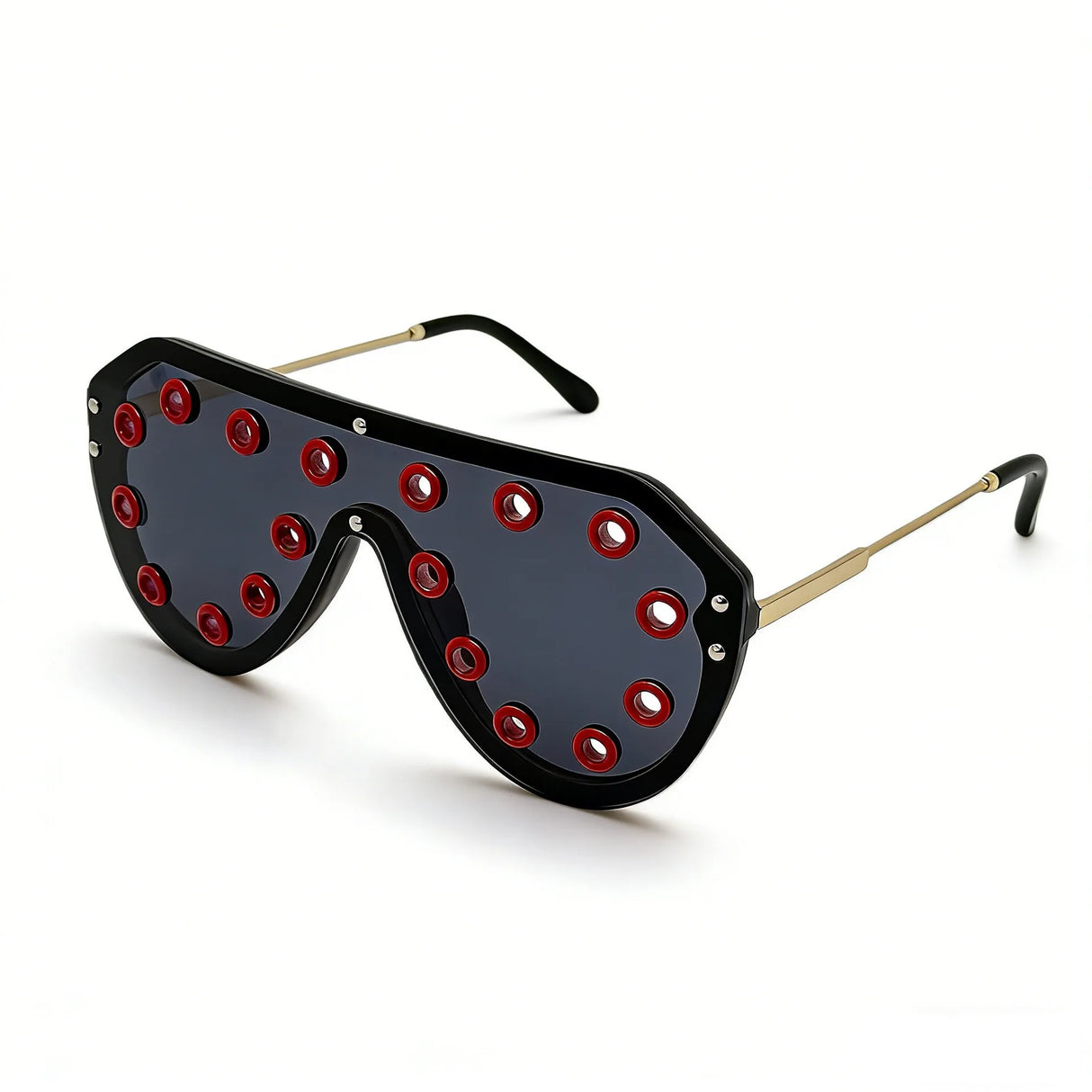 Luxury Metal Rivet Oversized One-piece Sunglasses