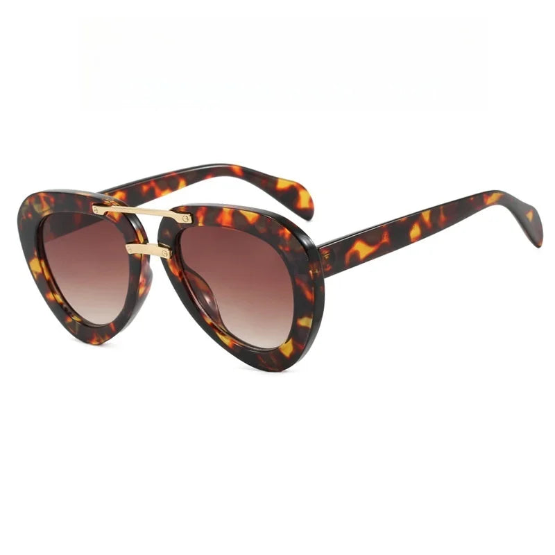 Leopard Luxury Oval Female High Quality Outdoors Sunglasses
