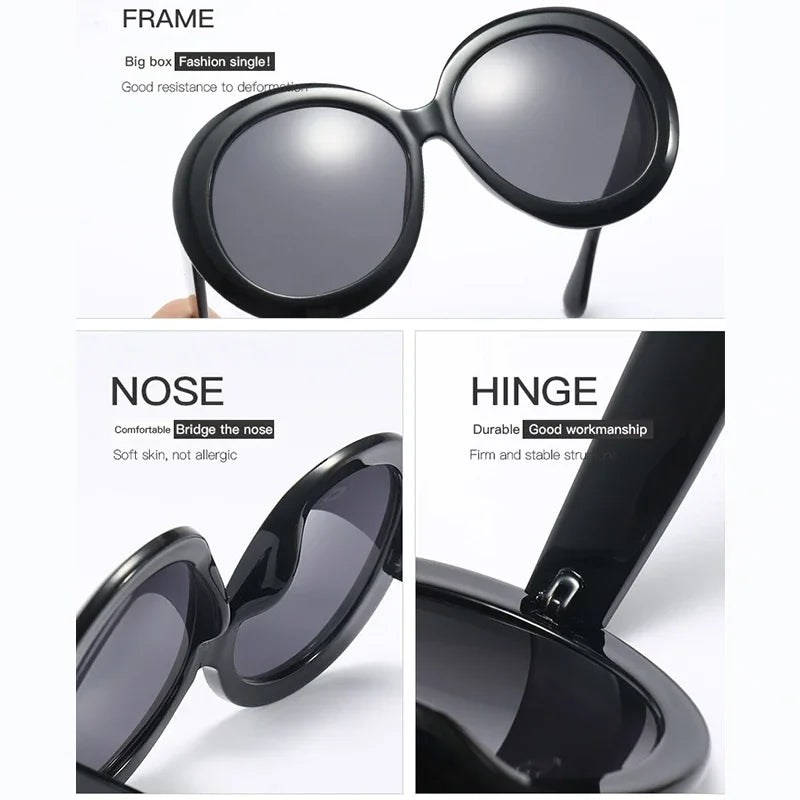 Details of Luxury Oversized Round Goggles Sunglasses
