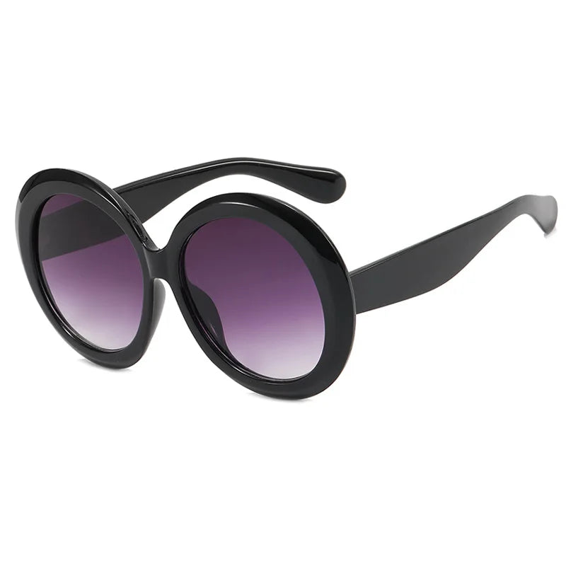 Black Luxury Oversized Round Goggles Sunglasses