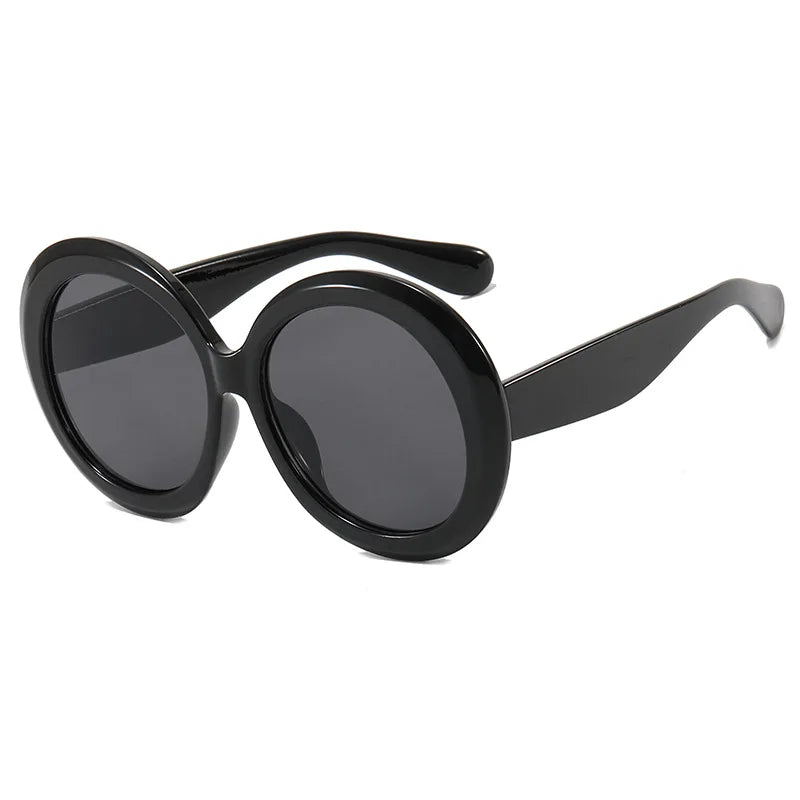 Black Luxury Oversized Round Goggles Sunglasses