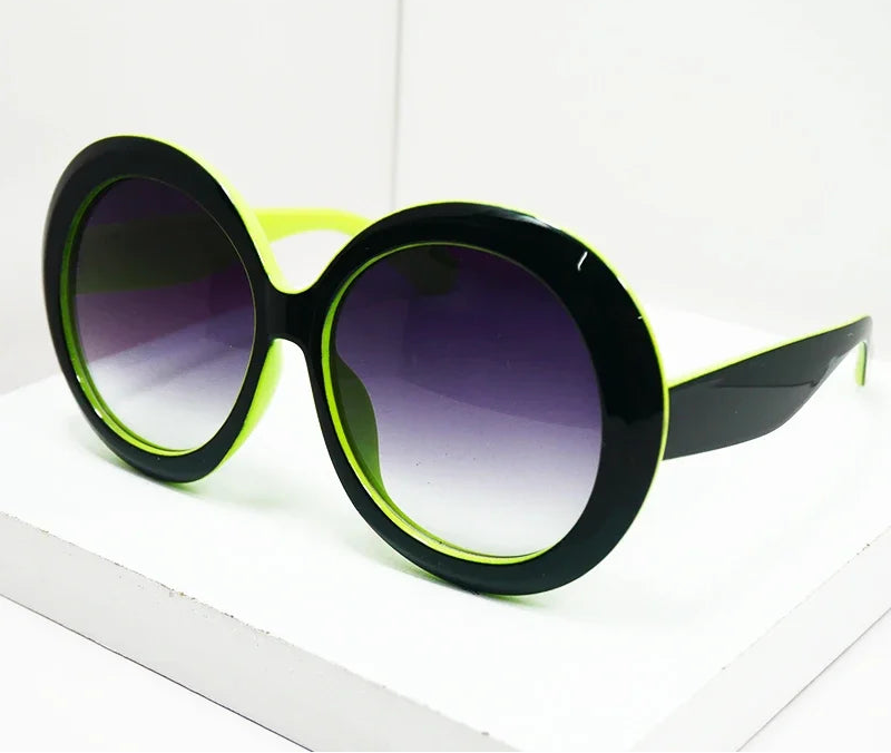 Black Yellow Luxury Oversized Round Goggles Sunglasses