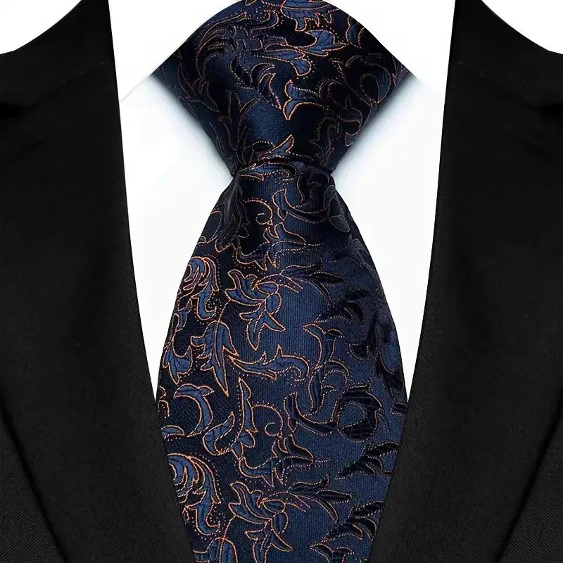 Black Luxury Paisley Floral 8CM Necktie