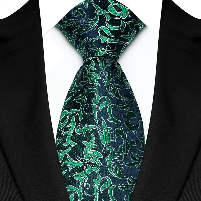 Green Luxury Paisley Floral 8CM Necktie