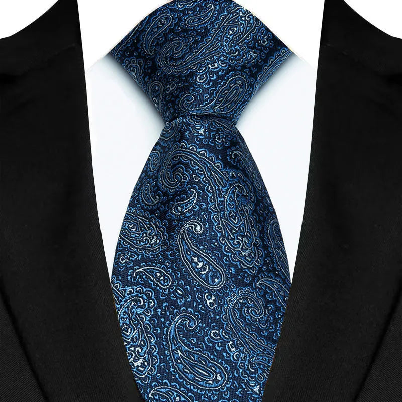 Blue Luxury Paisley Floral 8CM Necktie