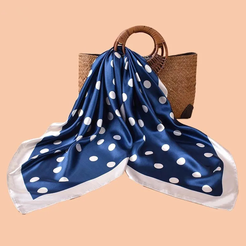 Luxury Polka Dots Silk Square Scarf