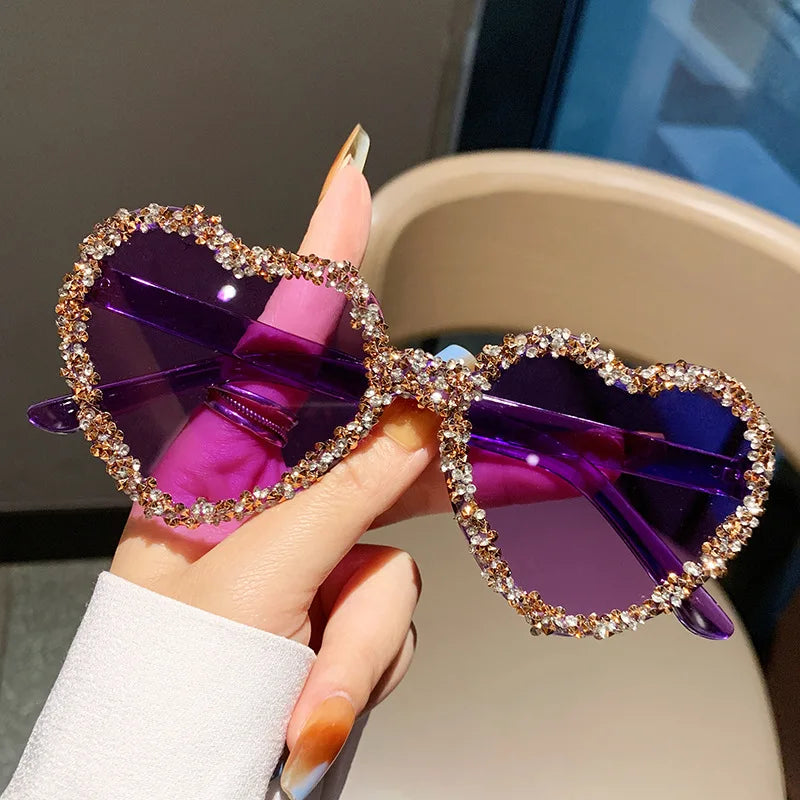 Purple Luxury Punk Love Heart Sunglasses