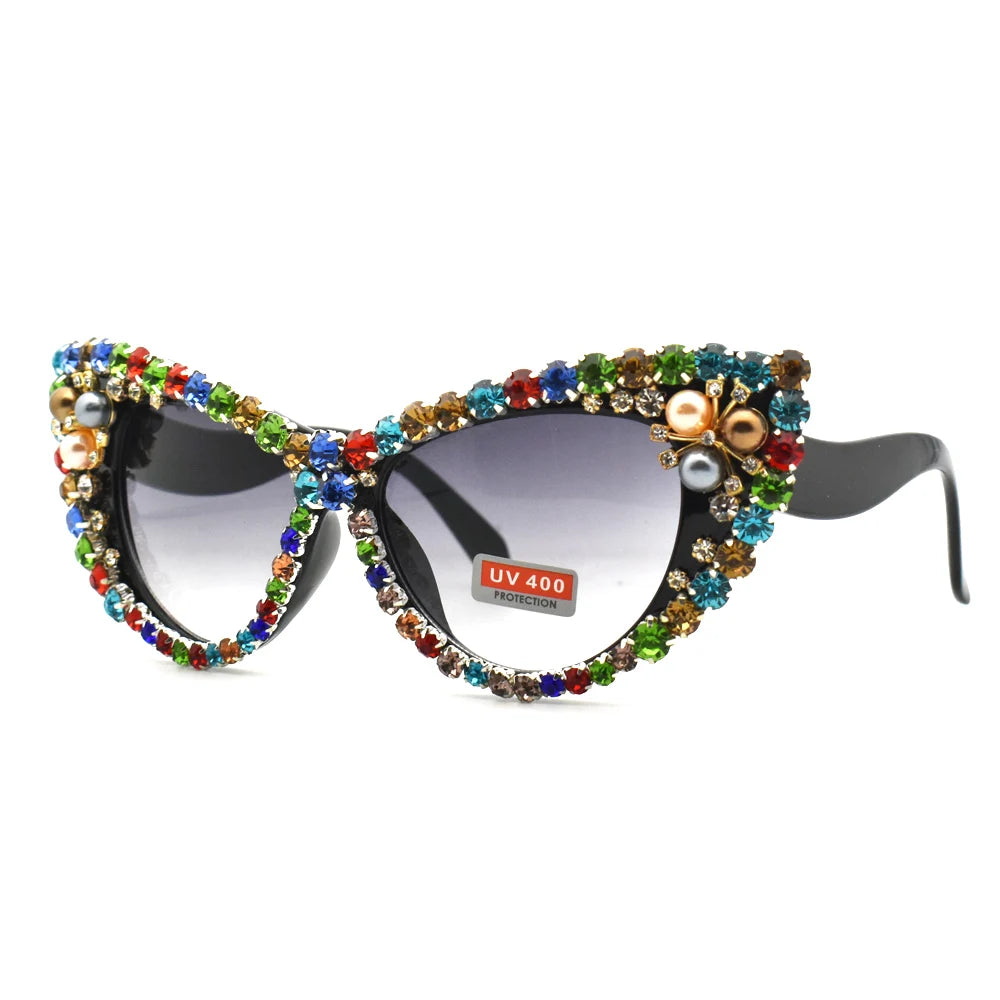 Luxury Retro Cat eye Rhinestone Fashion Sunglasses