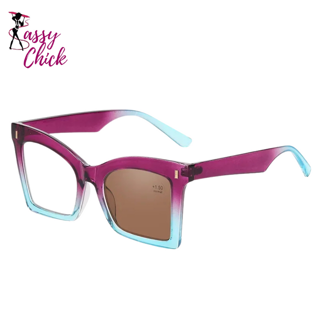 Luxury Retro Photochromic Reading Glasses Sassy Chick Logo
