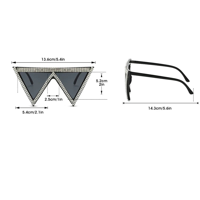 Size of Luxury Rhinestone Diamond Sunglasses