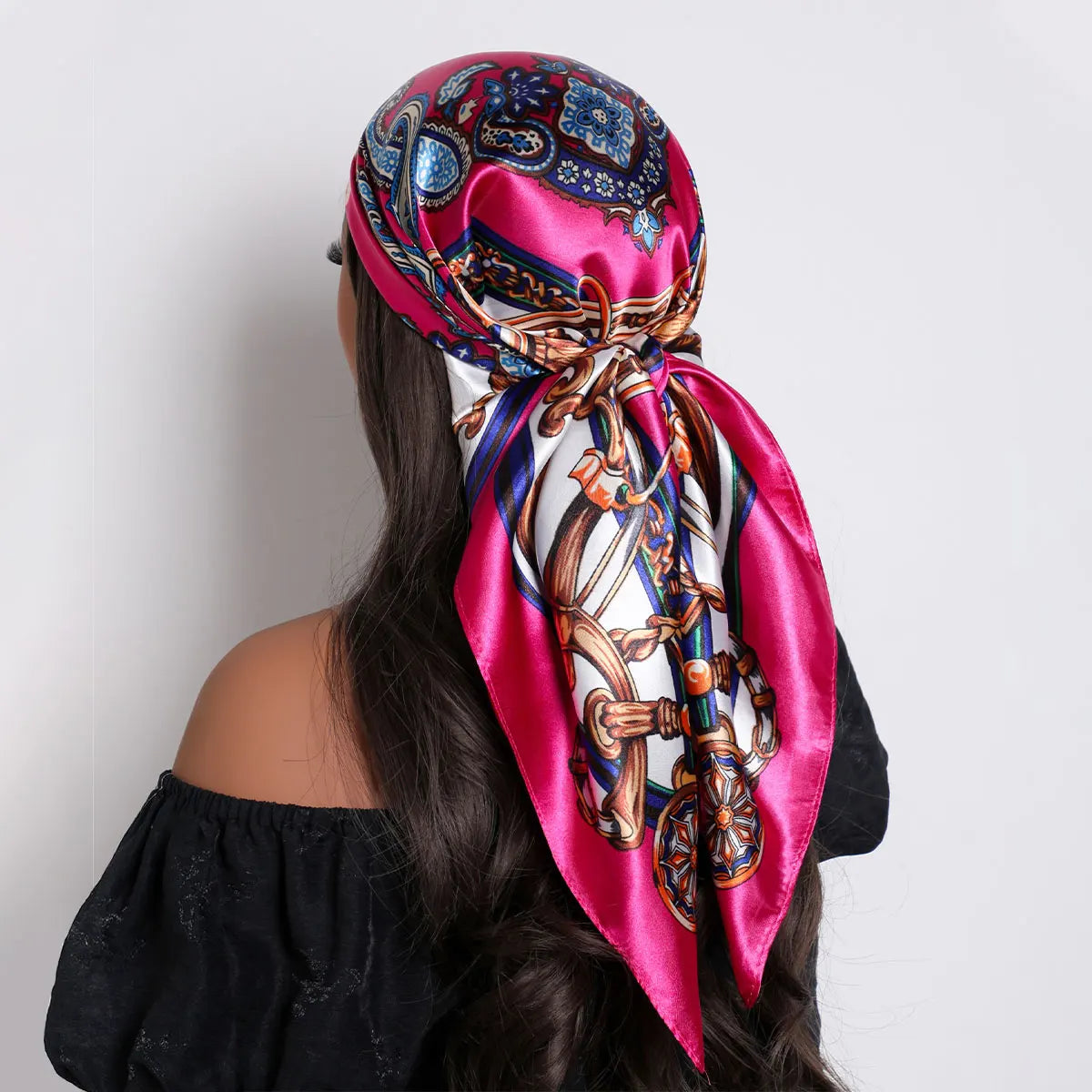 Pink Luxury Silk Foulard Satin Soft Neckerchief Hijab Bandana