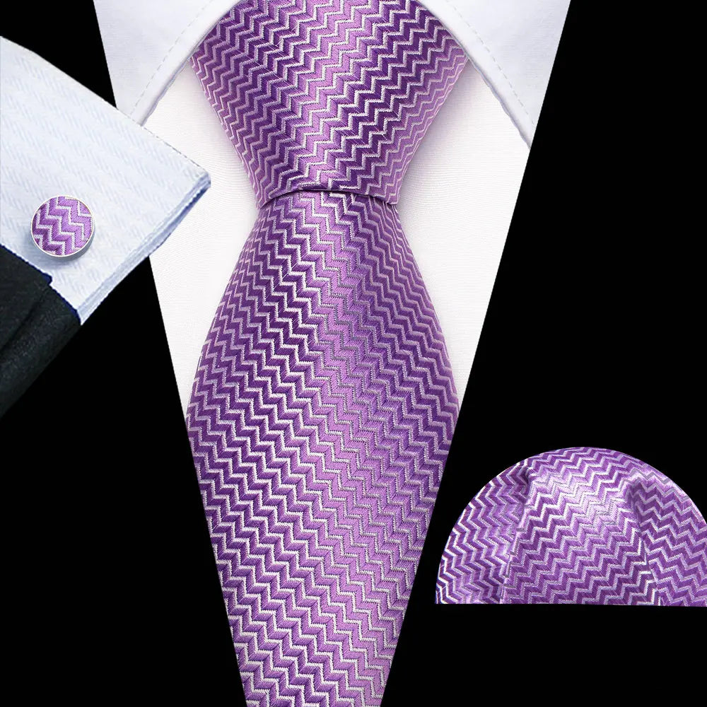 Purple Luxury Silk Jacquard Floral Paisley Necktie