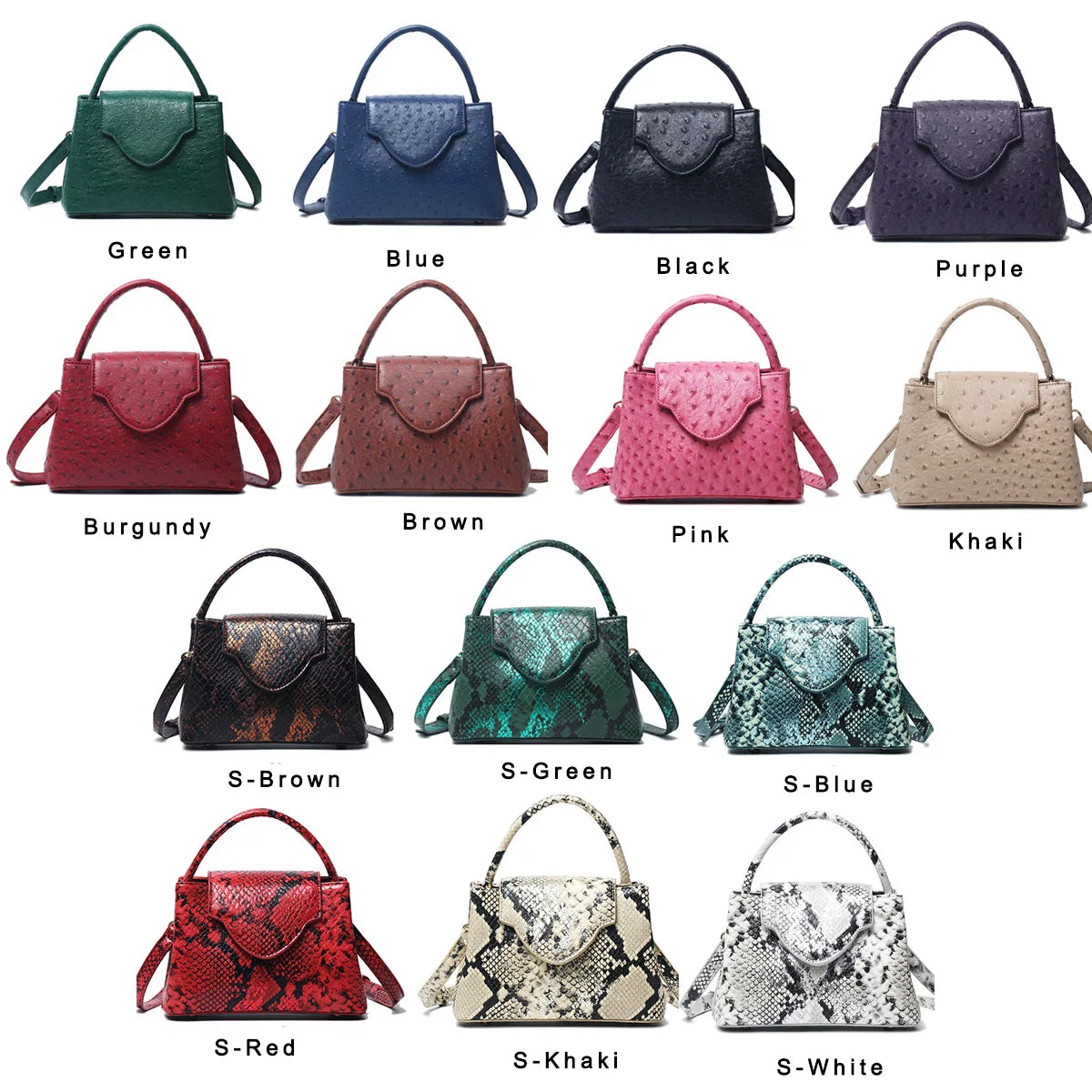 Collection of Luxury Snake and Ostrich Leather Handbag