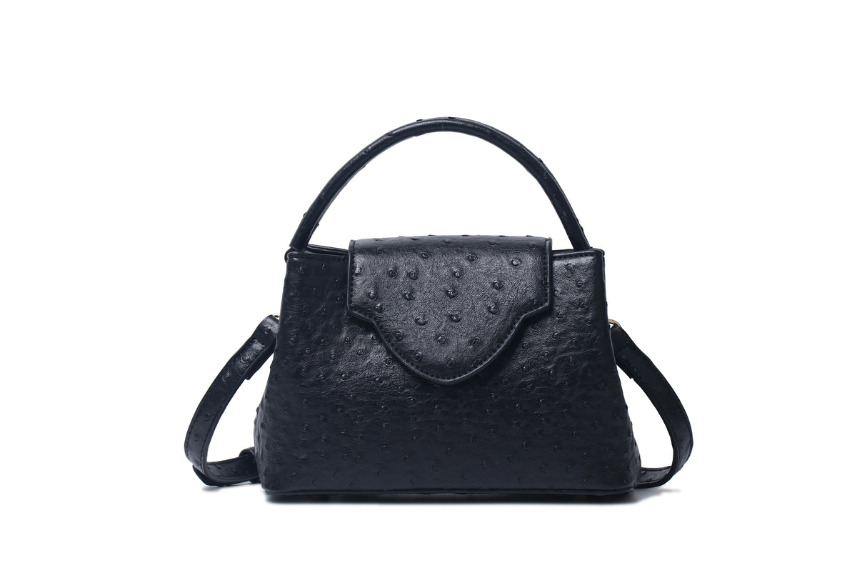 Black Luxury Snake and Ostrich Leather Handbag