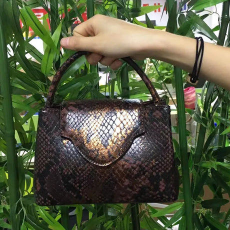 Black Gold Luxury Snake and Ostrich Leather Handbag