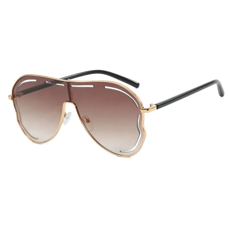 brown Vintage Hollow Pilot Sunglasses