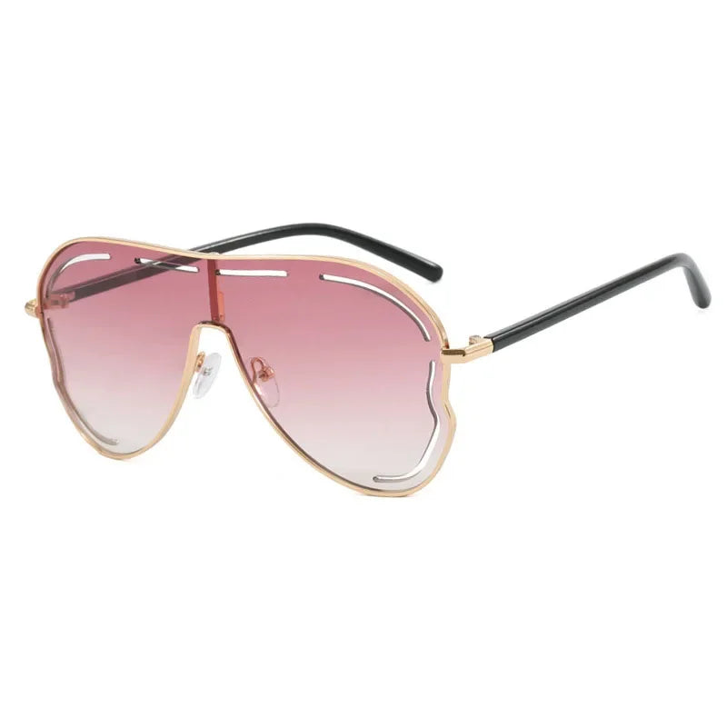 pink Vintage Hollow Pilot Sunglasses