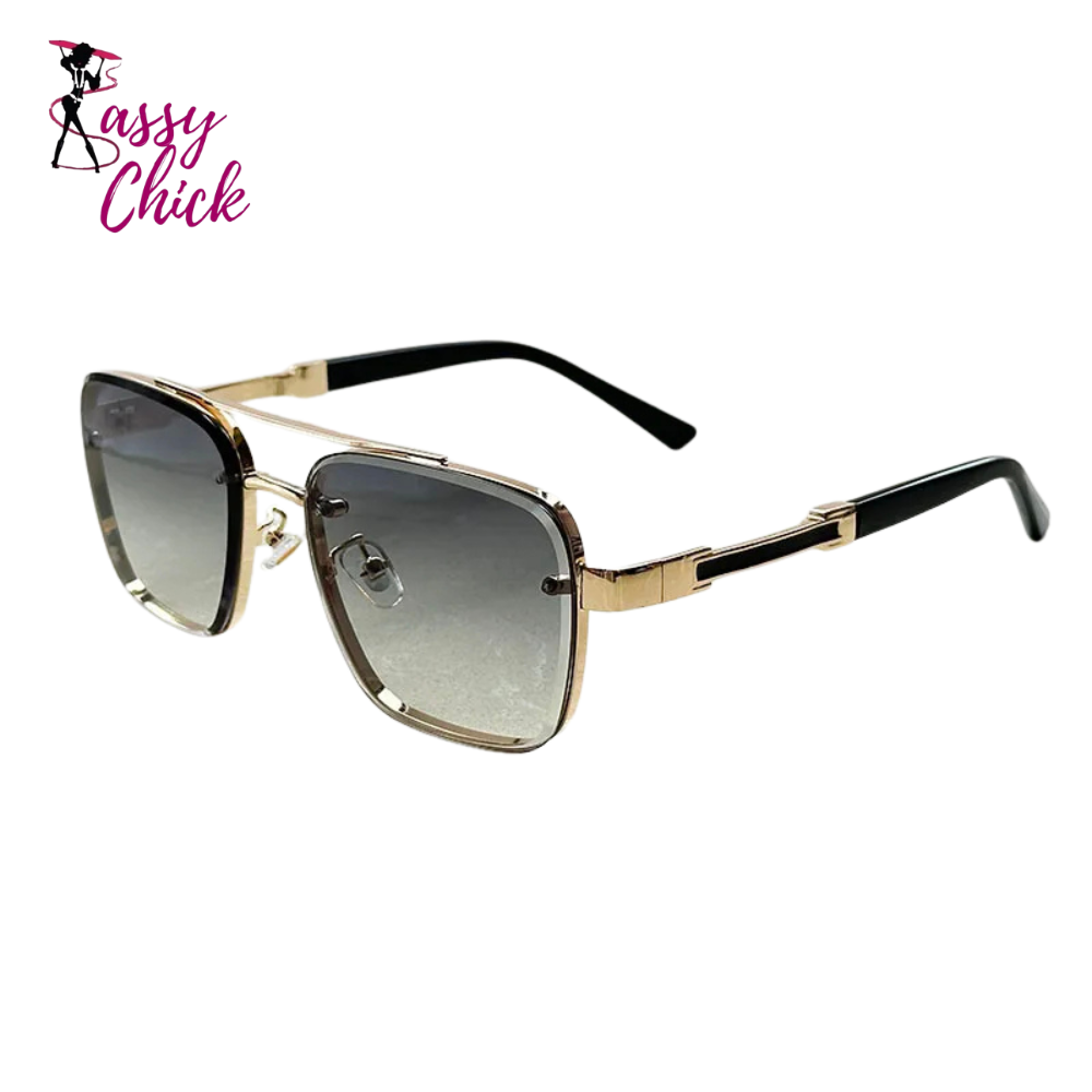 Luxury Vintage Square Men Sunglasses Sassy Chick Logo