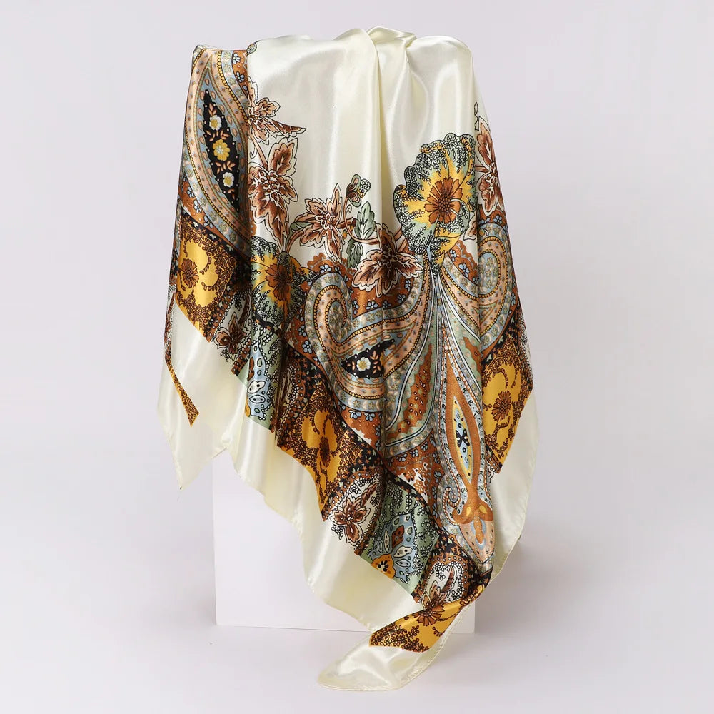 Luxury Women 90cm Square Silk Scarf