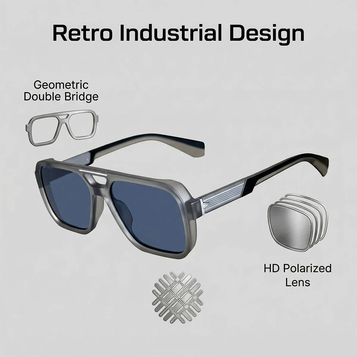 Details of Men Retro Square UV400 Protection Sunglasses