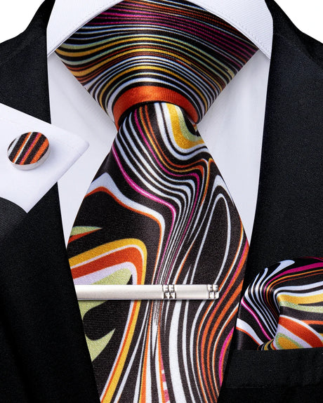 multi color geometric pattern tie set