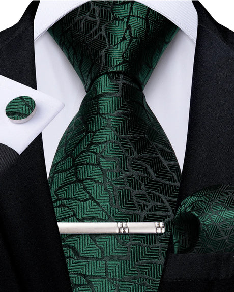 green black geometric pattern tie set