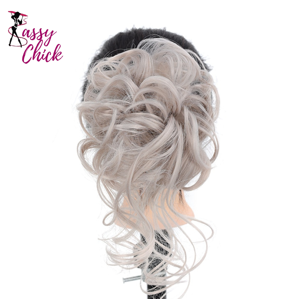 Messy Curly Claw Bun Hair Band Sassy Chick Logo